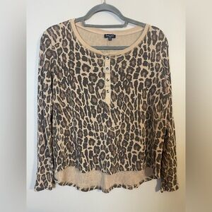 Splendid Leopard Print Button-Up Top